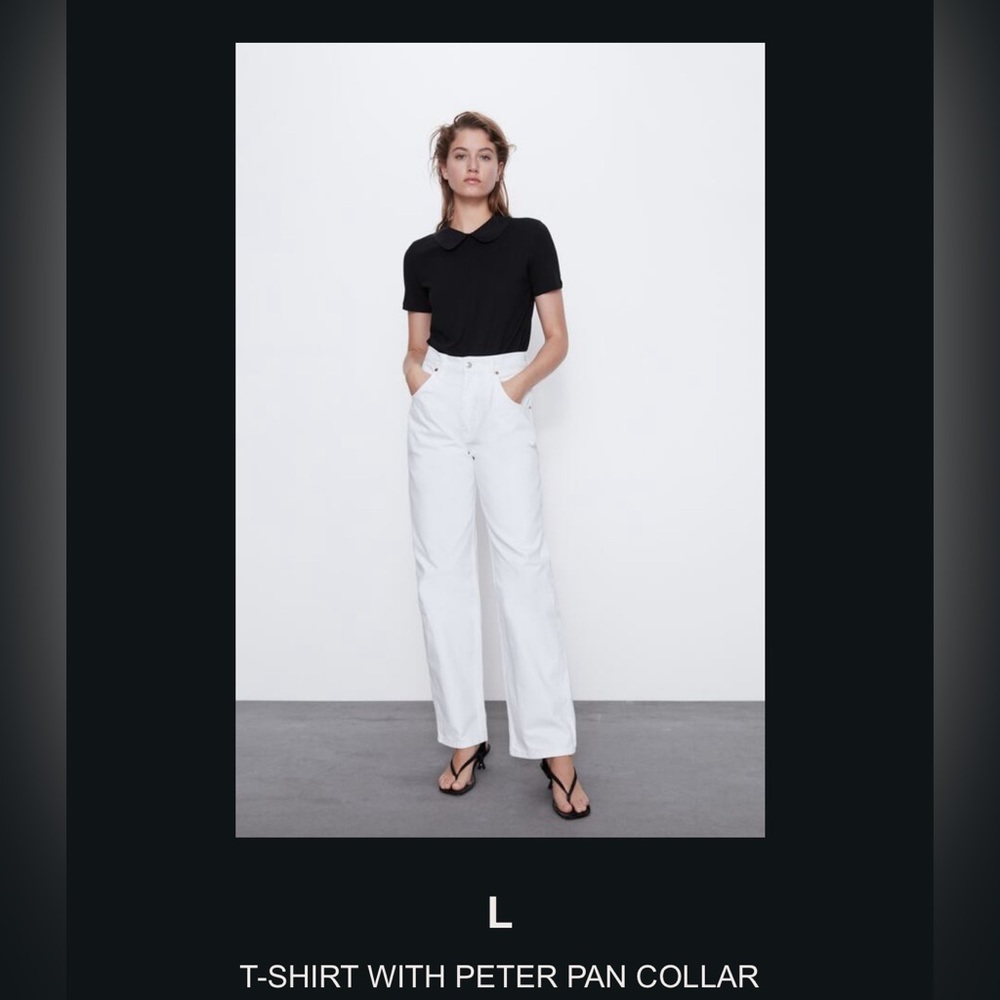 Zara black peter pan collar t-shirt